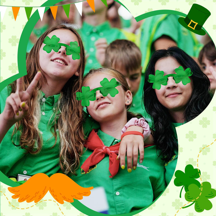 24 Pack St. Patrick's Day Shamrock Sunglasses for Kids SCIONE