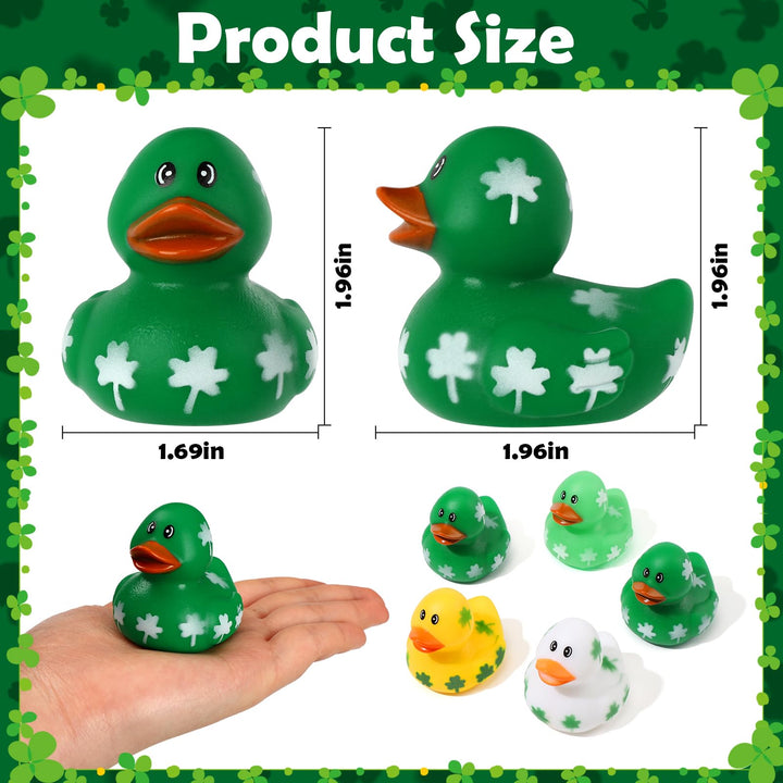 24 Pcs St Patrick Day Rubber Ducks with Clover Cards SCIONE