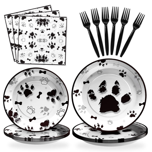 96 Pcs Dog Paw Theme Party Supplies with Tableware Set SCIONE