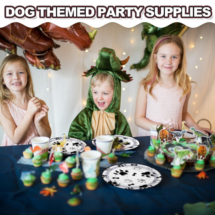 96 Pcs Dog Paw Theme Party Supplies with Tableware Set SCIONE