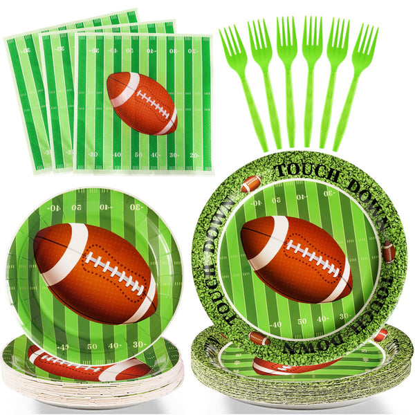 96 Pcs Football Party Plates Disposable Dinnerware Sets SCIONE