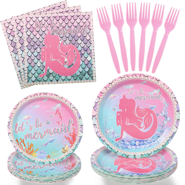 96 Pcs Mermaid Party Supplies with Tableware Set SCIONE