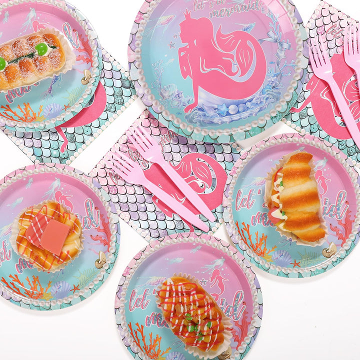 96 Pcs Mermaid Party Supplies with Tableware Set SCIONE