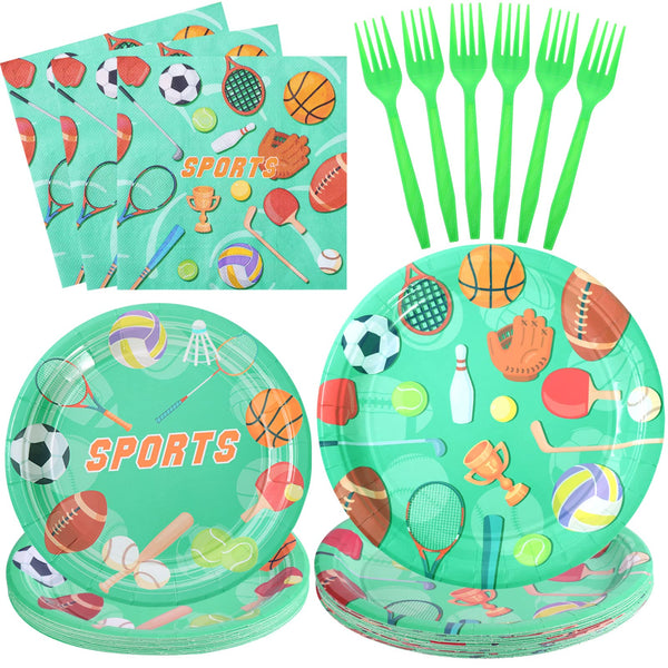96 Pcs Soccer Party Plates Disposable Dinnerware Sets SCIONE