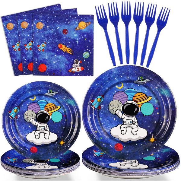 96 Pcs Space Party Plates Disposable Dinnerware Sets SCIONE