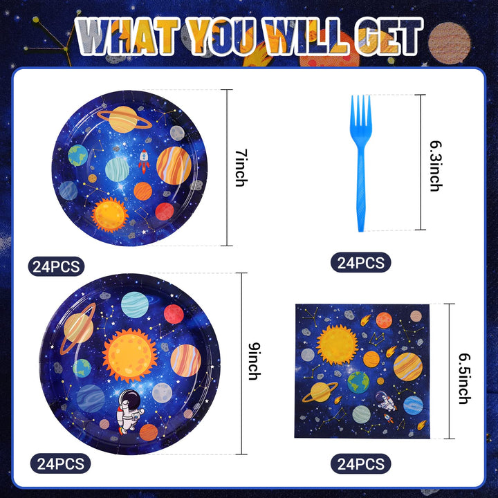96 Pcs Space Theme Party Plates and Napkins Disposable Tableware SCIONE
