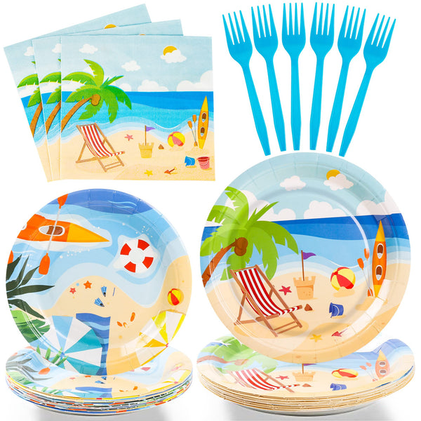 96 Pcs Summer Party Plates Disposable Dinnerware Sets SCIONE