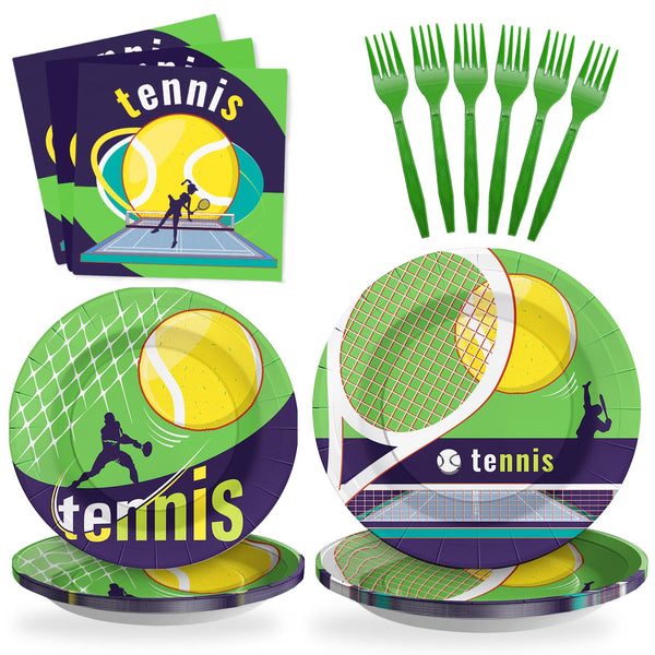 96 Pcs Tennis Parper Plates Disposable Dinnerware Sets SCIONE