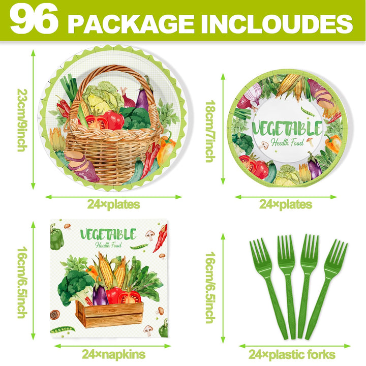 96 Pcs Vegetable Paper Plates Disposable Dinnerware Sets SCIONE