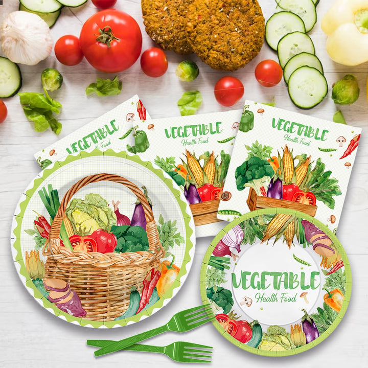 96 Pcs Vegetable Paper Plates Disposable Dinnerware Sets SCIONE