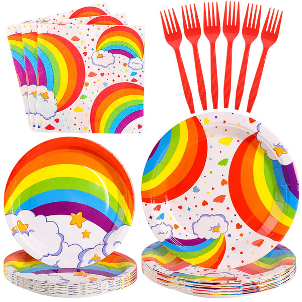 96 pcs Cloud Rainbow Party Plates Disposable Tableware SCIONE