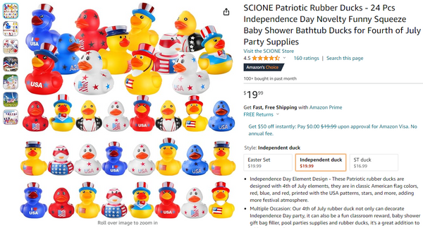 24 Pack Independent Rubber Ducks Party Favors SCIONE