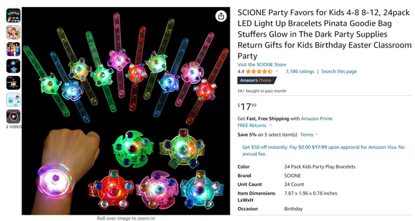 24 Pack LED Light Up Fidget Spinner Bracelets Party Favors SCIONE
