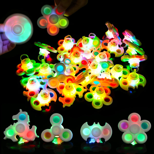 16 Pcs Pop Spinners Glow Party Favors Light Up Rings SCIONE