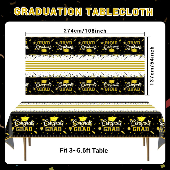 3 Pcs Tablecover Graduation Party Supplies-Black SCIONE