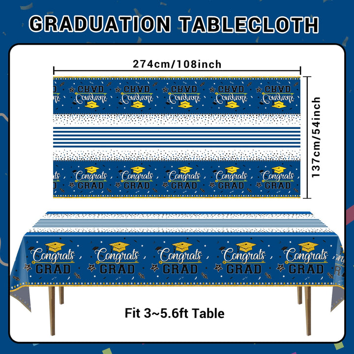 3 Pcs Tablecover Graduation Party Supplies-Blue SCIONE