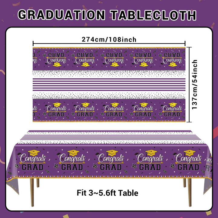 3 Pcs Tablecover Graduation Party Supplies-Purple SCIONE
