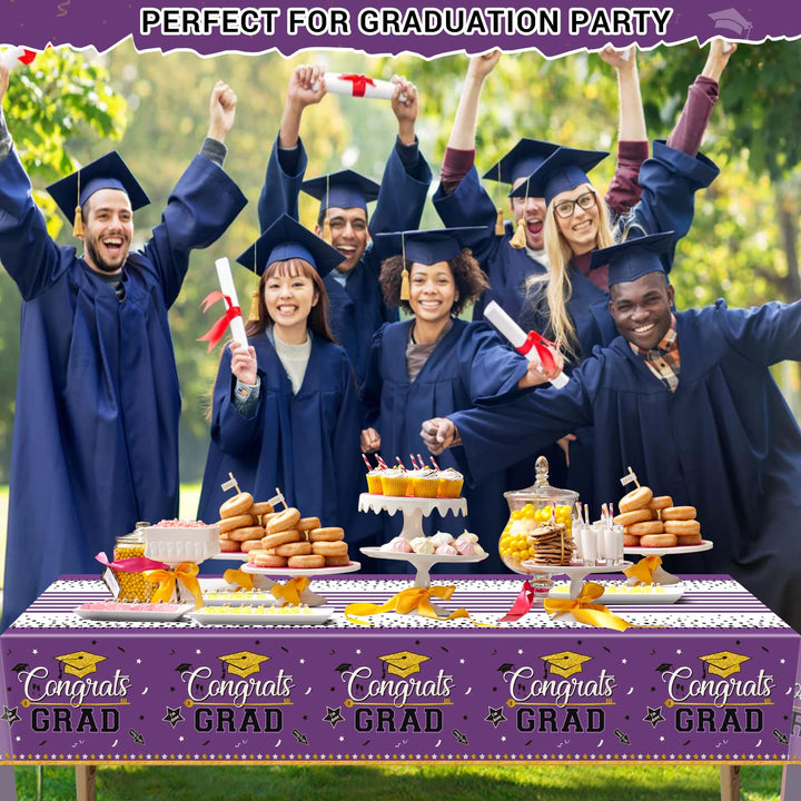 3 Pcs Tablecover Graduation Party Supplies-Purple SCIONE