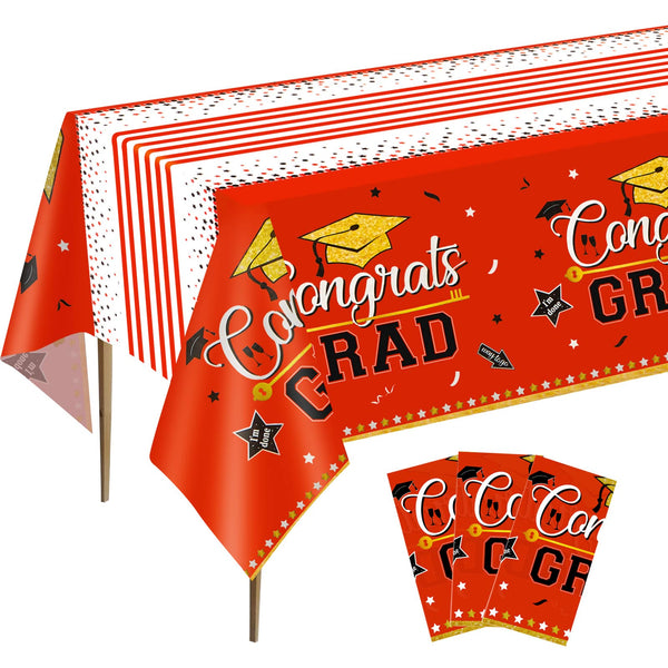 3 Pcs Tablecover Graduation Party Supplies-Red SCIONE