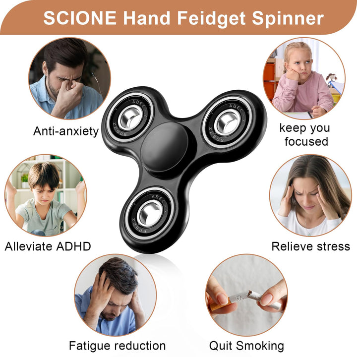 1 Pack Fidget Spinner Toy Stress Relief - Black SCIONE