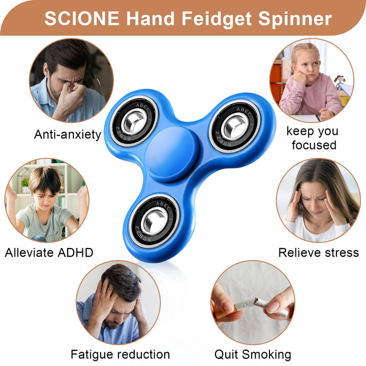 1 Pack Fidget Spinner Toy Stress Relief - Blue SCIONE