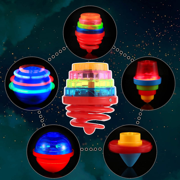 10 Pack Light Up Spining Tops Party Favors Toys SCIONE