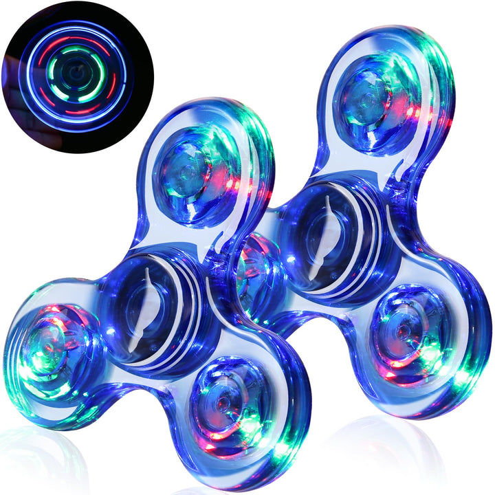 2 Pack Fidget Spinners LED Light up for Kids - Blue SCIONE