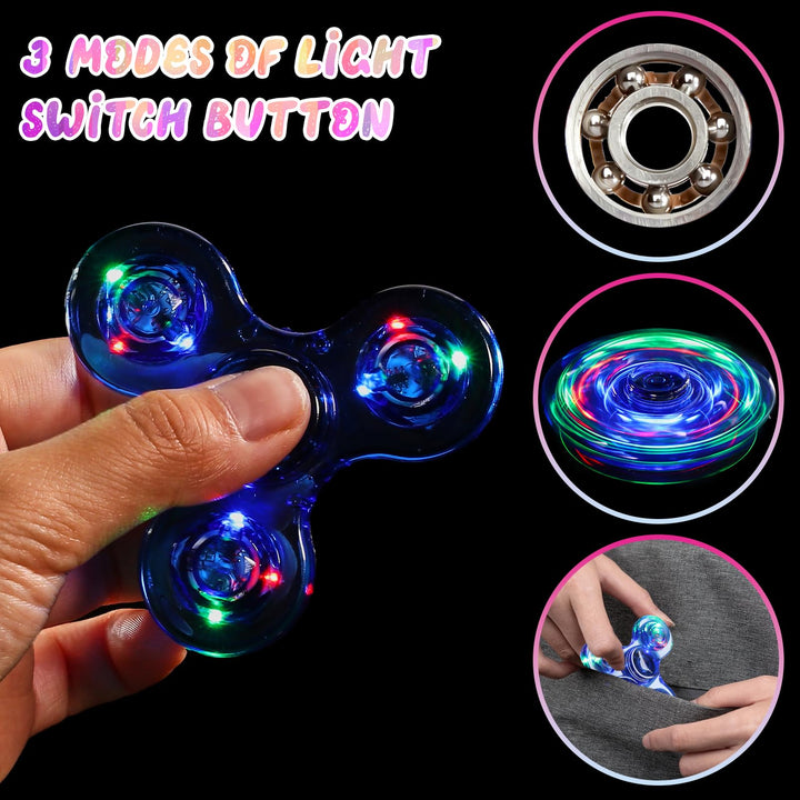 2 Pack Fidget Spinners LED Light up for Kids - Blue SCIONE