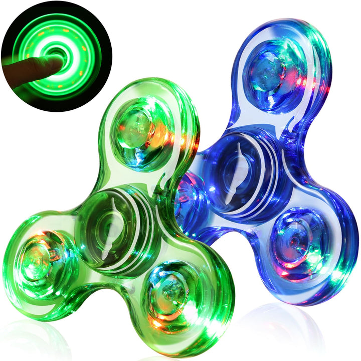 2 Pack Fidget Spinners LED Light up for Kids - Blue and green SCIONE