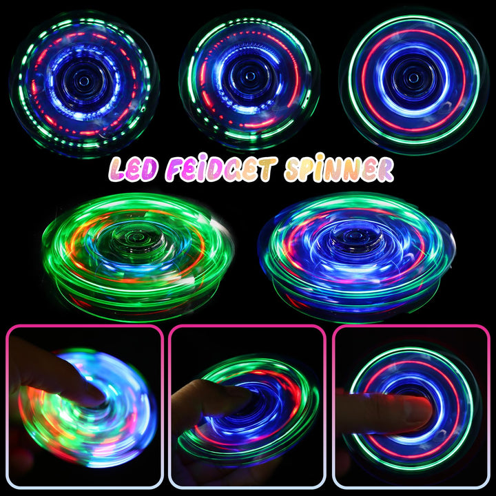 2 Pack Fidget Spinners LED Light up for Kids - Blue and green SCIONE