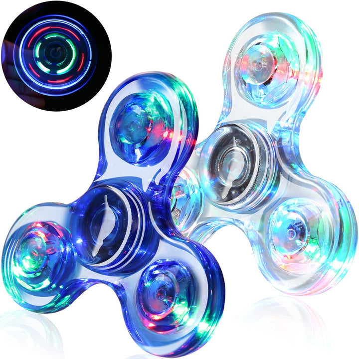 2 Pack Fidget Spinners LED Light up for Kids - Blue and white SCIONE