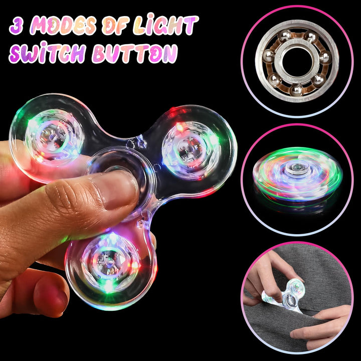 2 Pack Fidget Spinners LED Light up for Kids - Blue and white SCIONE