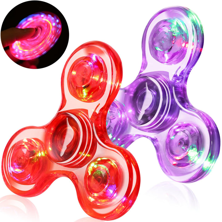 2 Pack Fidget Spinners LED Light up for Kids - Purple and white SCIONE