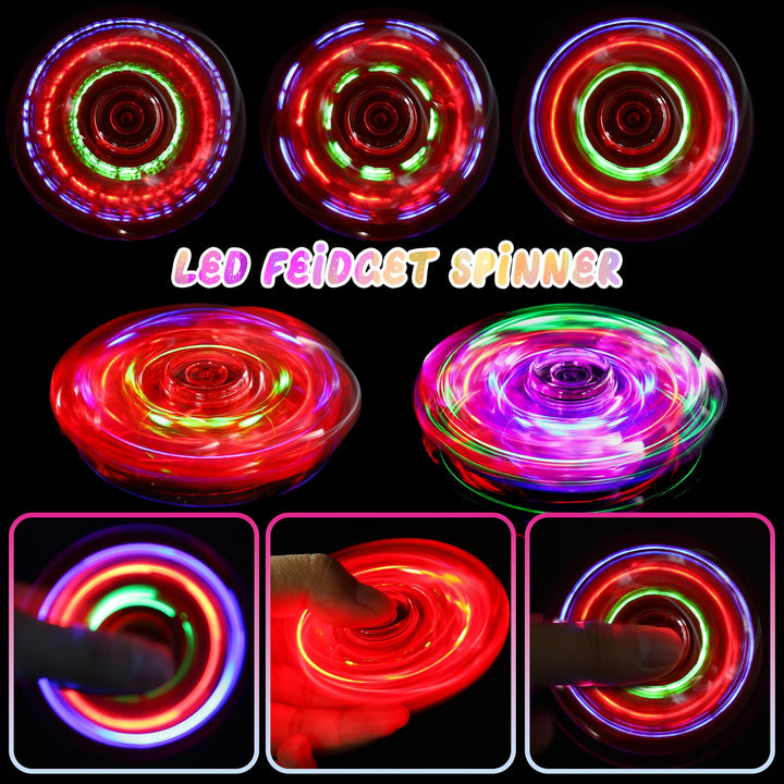 2 Pack Fidget Spinners LED Light up for Kids - Purple and white SCIONE