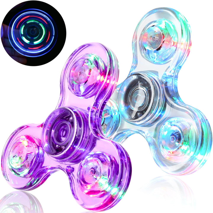 2 Pack Fidget Spinners LED Light up for Kids - Purple and white SCIONE