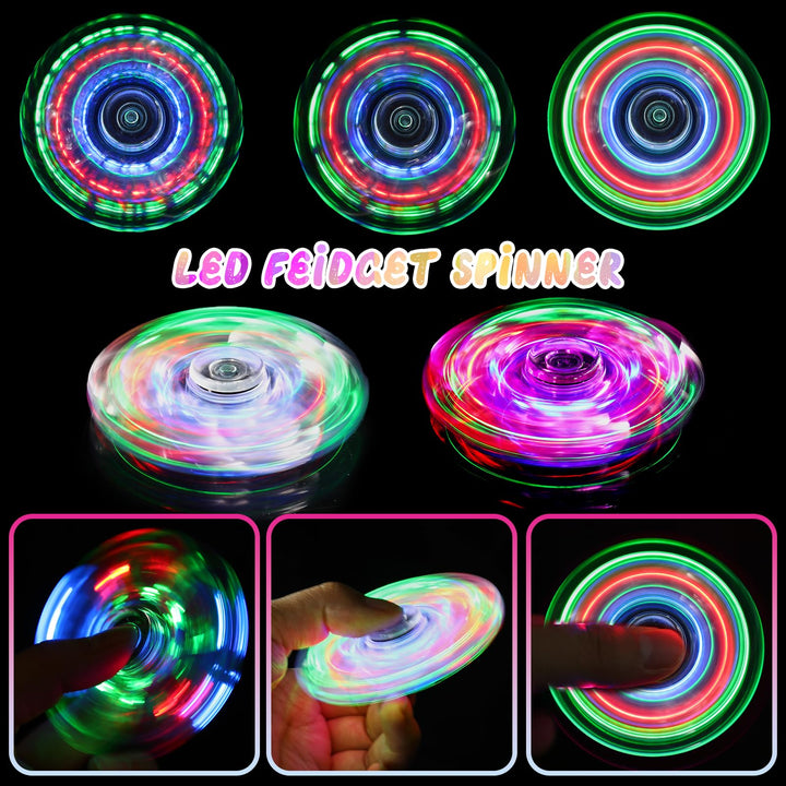 2 Pack Fidget Spinners LED Light up for Kids - Purple and white SCIONE