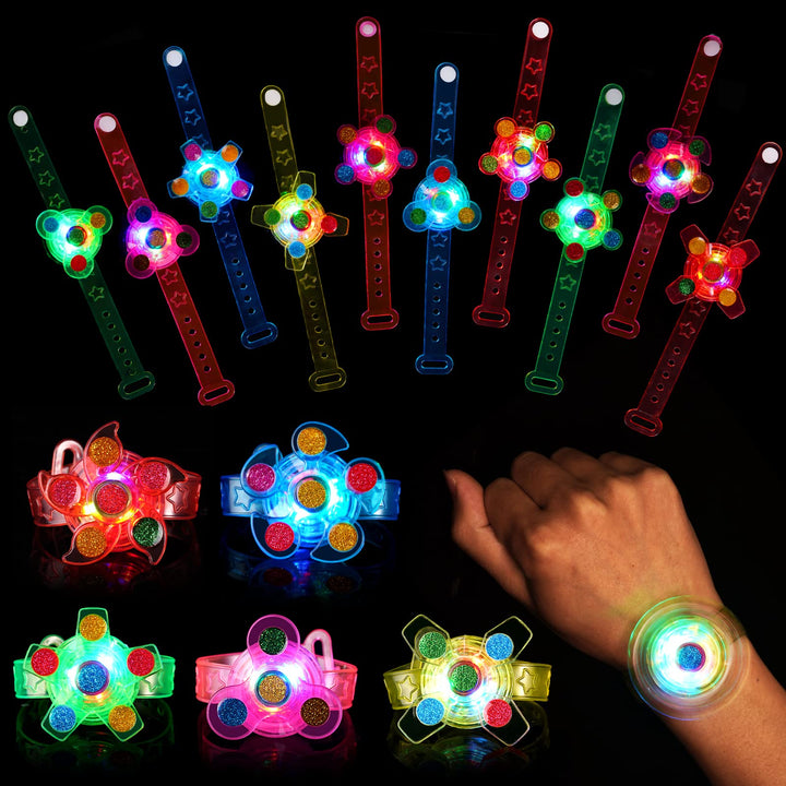 25 Pack Party Favors LED Light Up Bracelets - White Buckle SCIONE