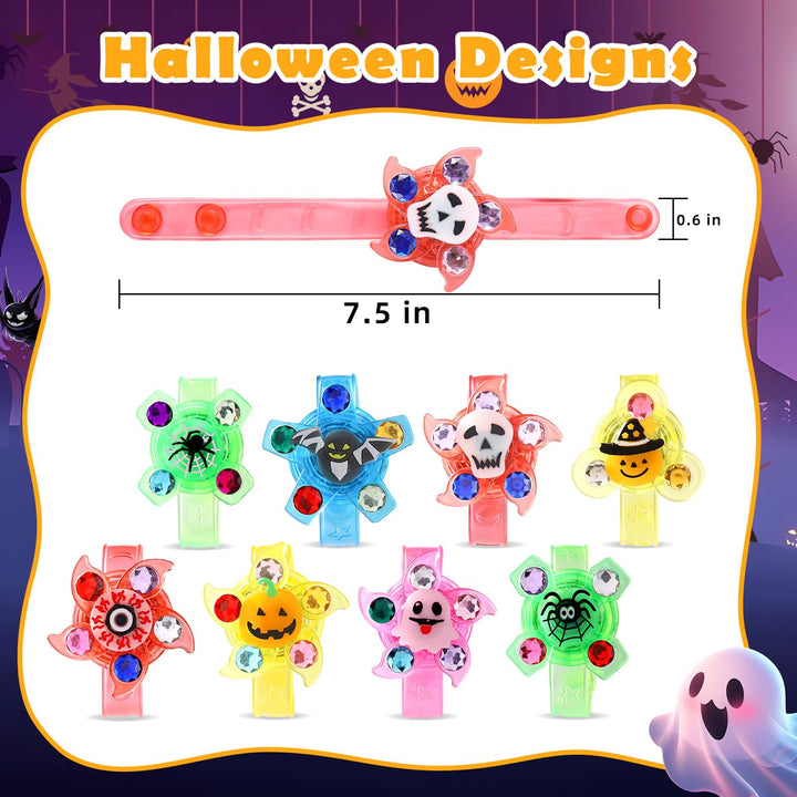 8 Pack Halloween LED Light Up Fidget Spinner Bracelets SCIONE