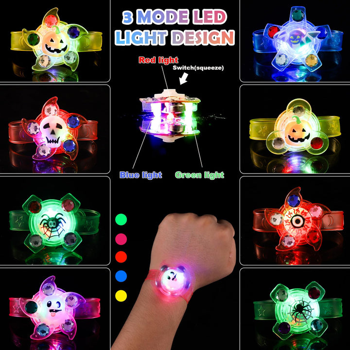 8 Pack Halloween LED Light Up Fidget Spinner Bracelets SCIONE