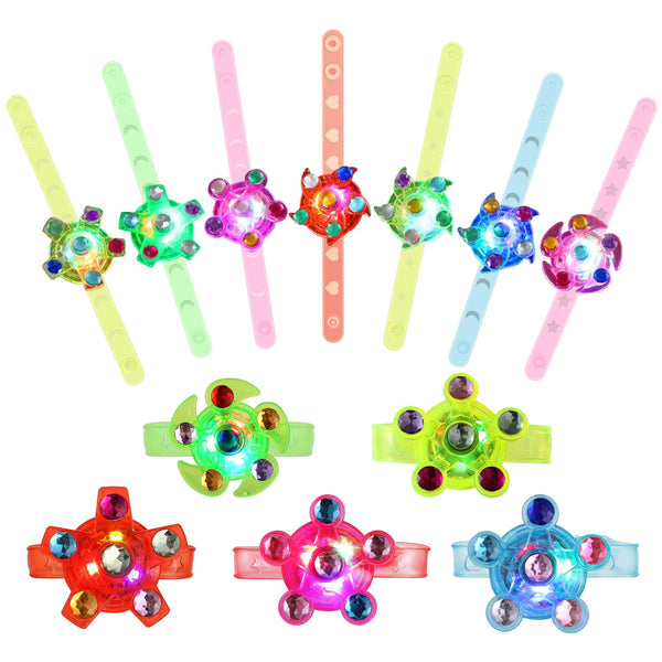 8 Pack LED Light Up Fidget Spinner Bracelets SCIONE