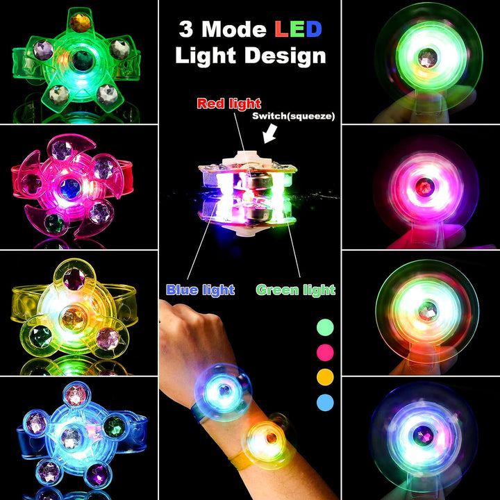 8 Pack LED Light Up Fidget Spinner Bracelets SCIONE