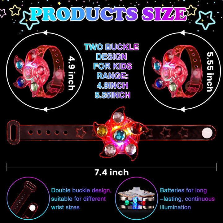 8 Pack LED Light Up Fidget Spinner Bracelets SCIONE