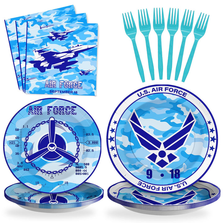 96 Pcs Air Force Party Plates Disposable Dinnerware Sets SCIONE