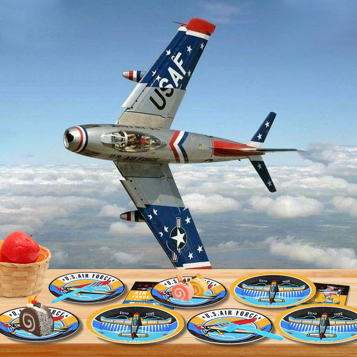 96 Pcs Air Force Theme Paper Plates Disposable Dinnerware Sets SCIONE