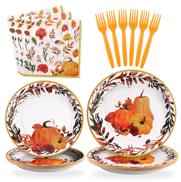 96 Pcs Autumn Party Plates Disposable Dinnerware Sets SCIONE