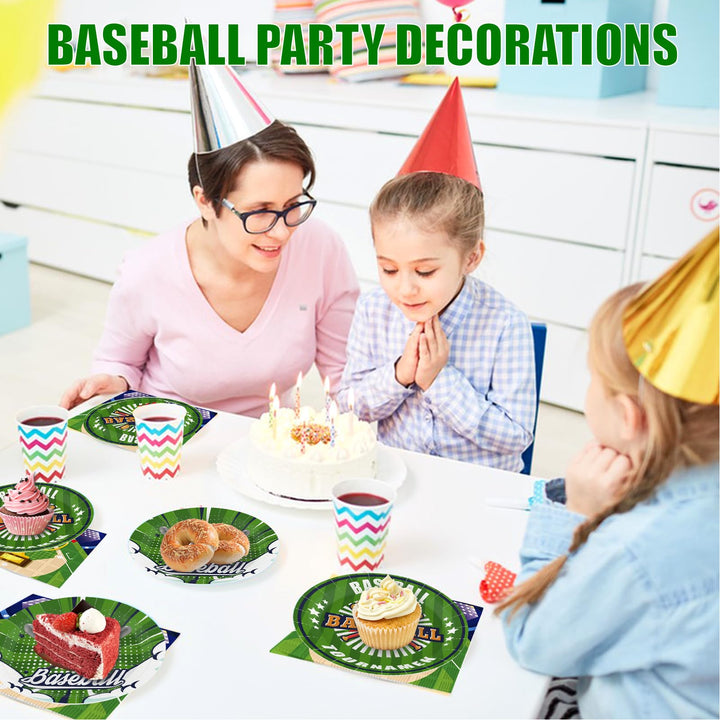 96 Pcs Baseball Paper Plates Disposable Dinnerware Sets SCIONE