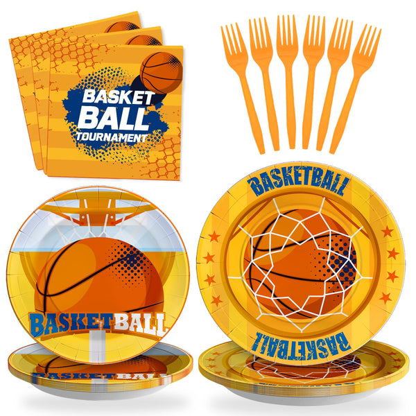 96 Pcs Basketball Party Plates Disposable Tableware SCIONE