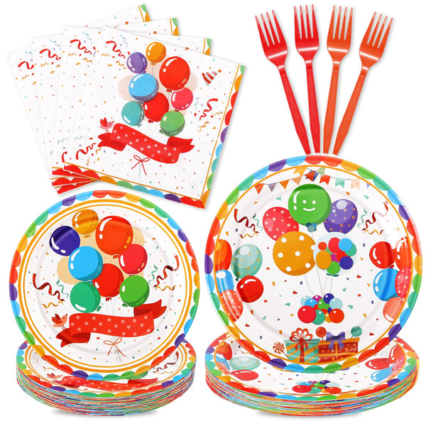 96 Pcs Balloon Party Plates Disposable Tableware SCIONE