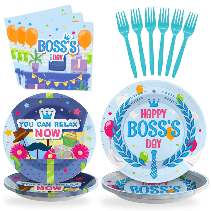 96 Pcs Bosses Day Party Plates Disposable Tableware SCIONE