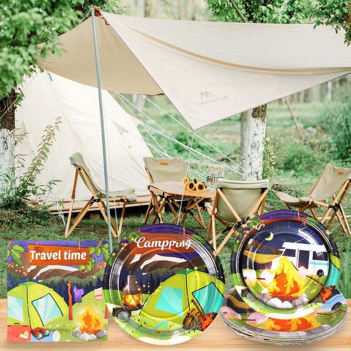 96 Pcs Camping Paper Plates Disposable Dinnerware Sets SCIONE